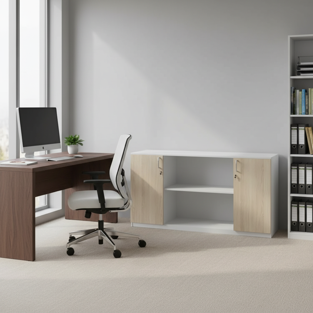 RADAR Color Two Door Storage Cabinet With Double Central Open Shelf