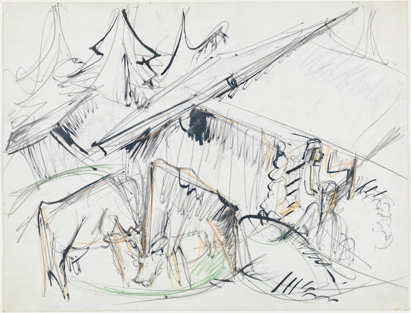 Alphütte mit Kühen Stafelalp ca 1917