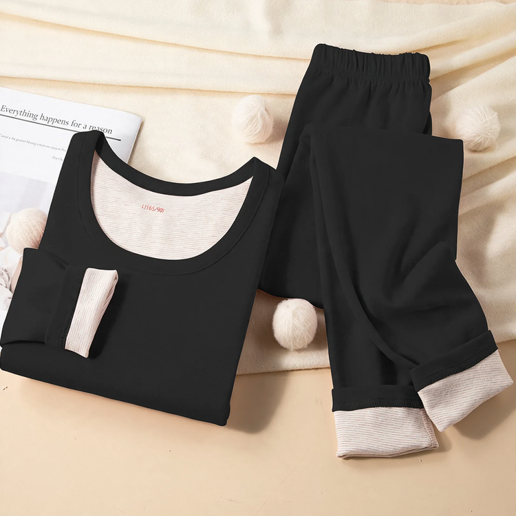 Insulated thermal underwear set, crew neck