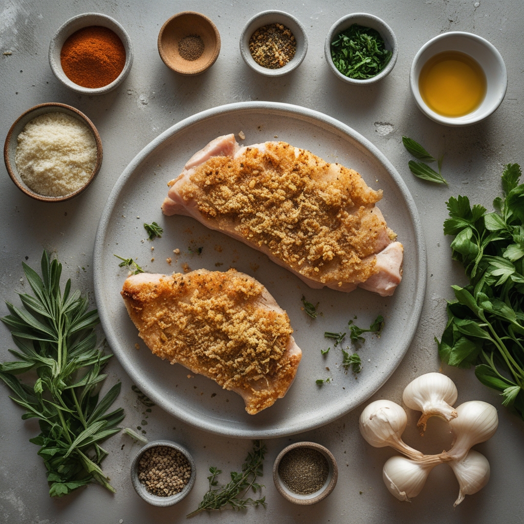 Ingredients for Crispy Parmesan Crusted Pork Chops - Easy Family-Friendly Dinner