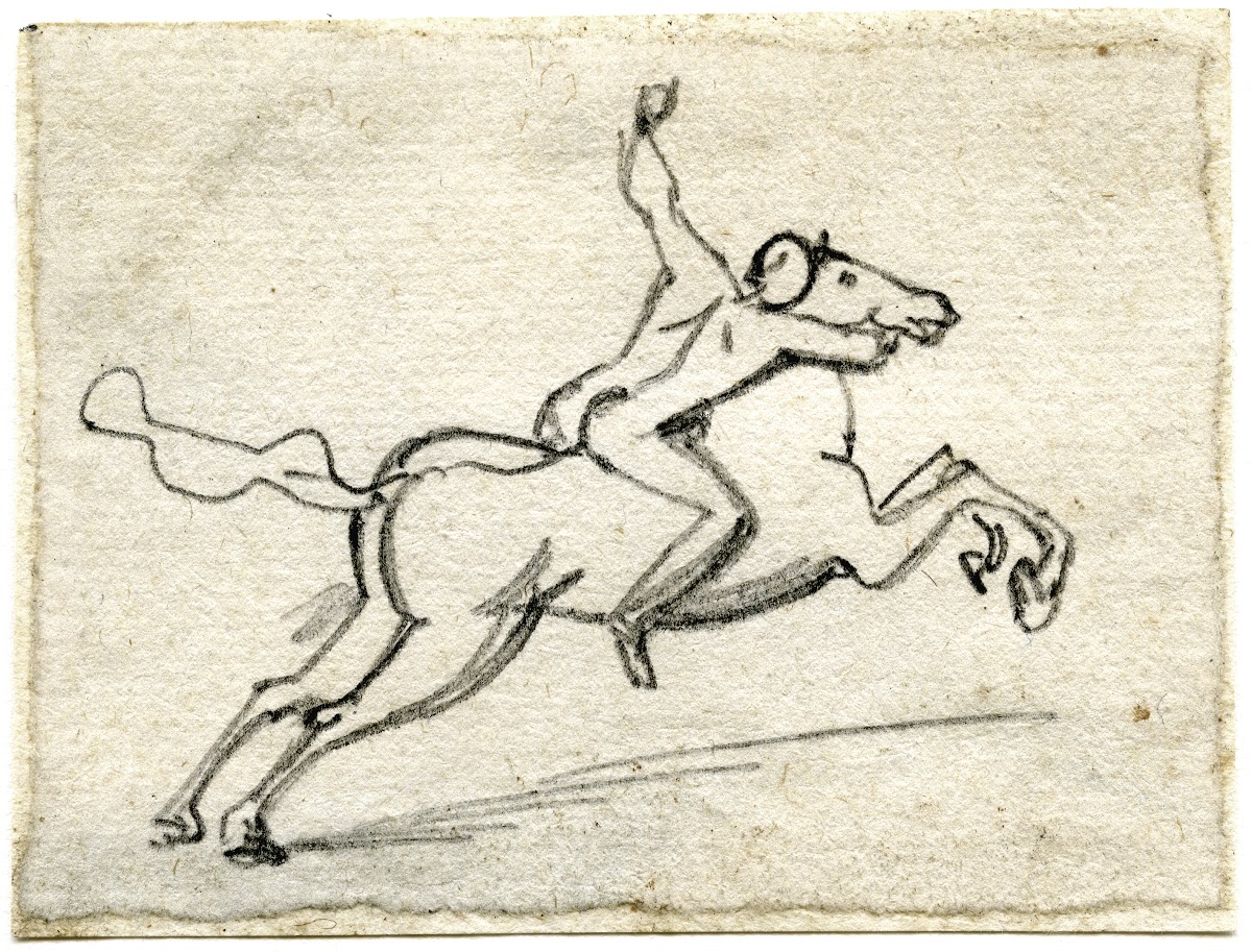 Man zich vastklampend aan steigerend paard