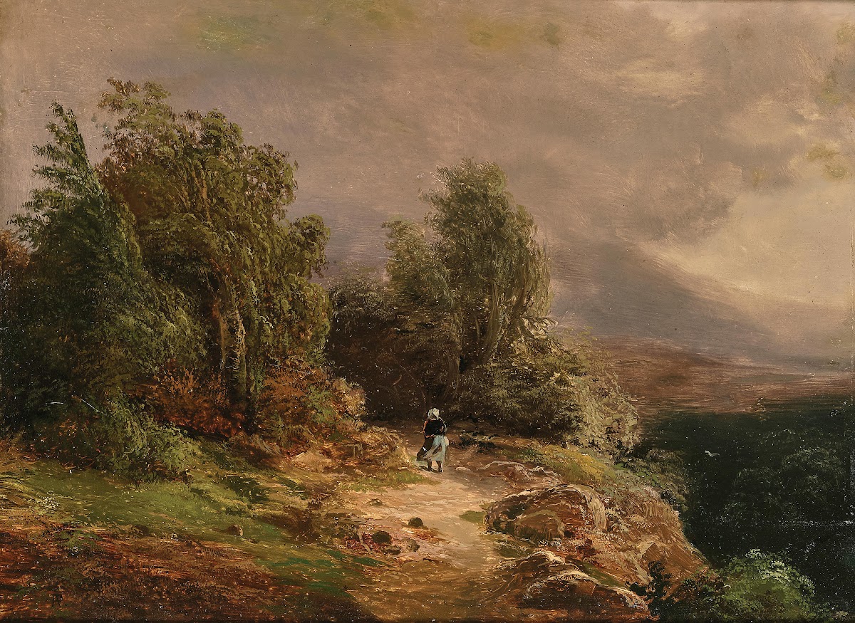 Returning Home Before the Storm in a Mountain Landscape
