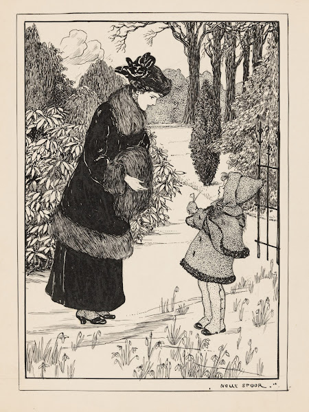 Meisje biedt een vrouw een sneeuwklokje aan 1916
