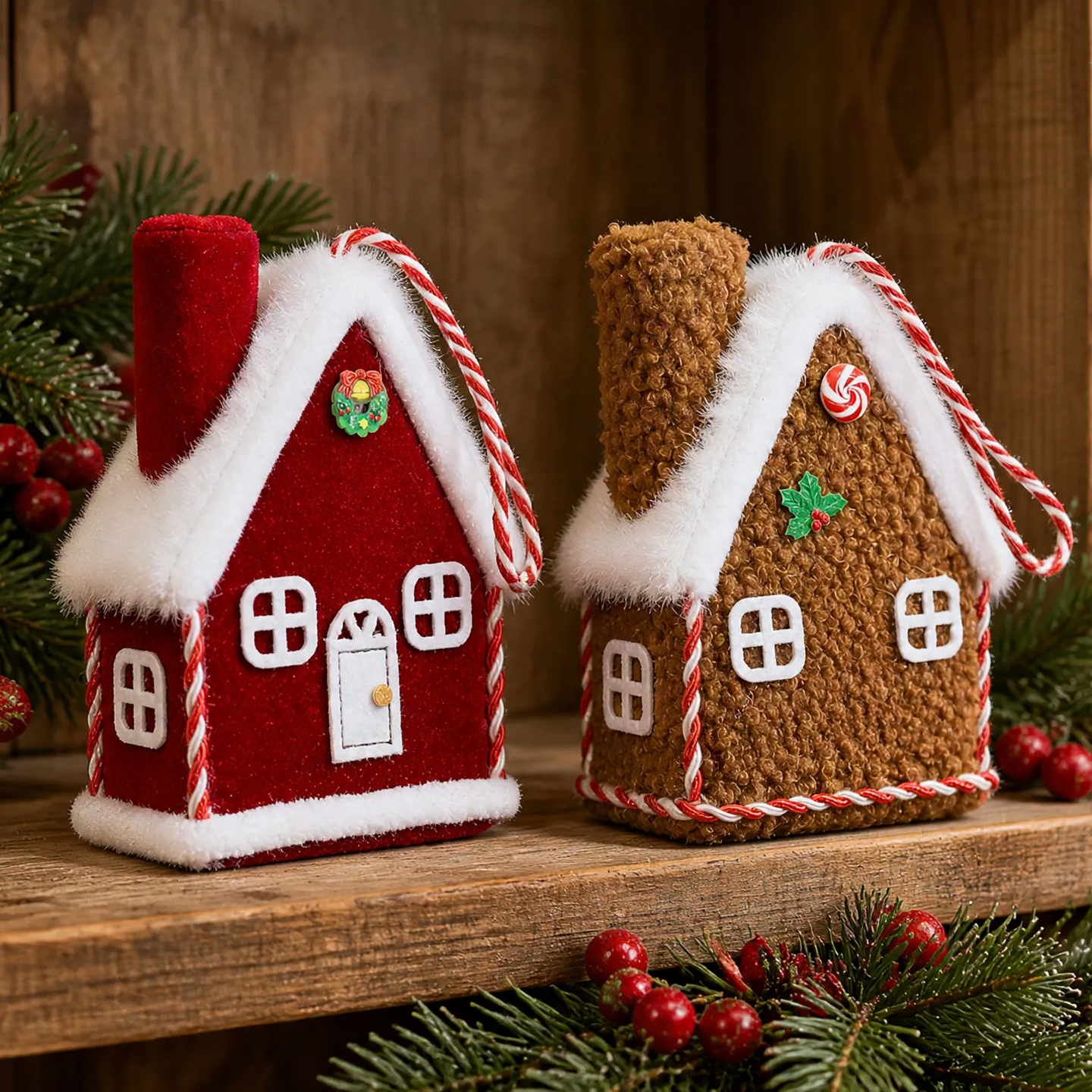 Christmas Cabin Ornament made of Fabric