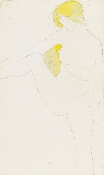 Femme nue assise tenant sa jambe droite écartée 1890