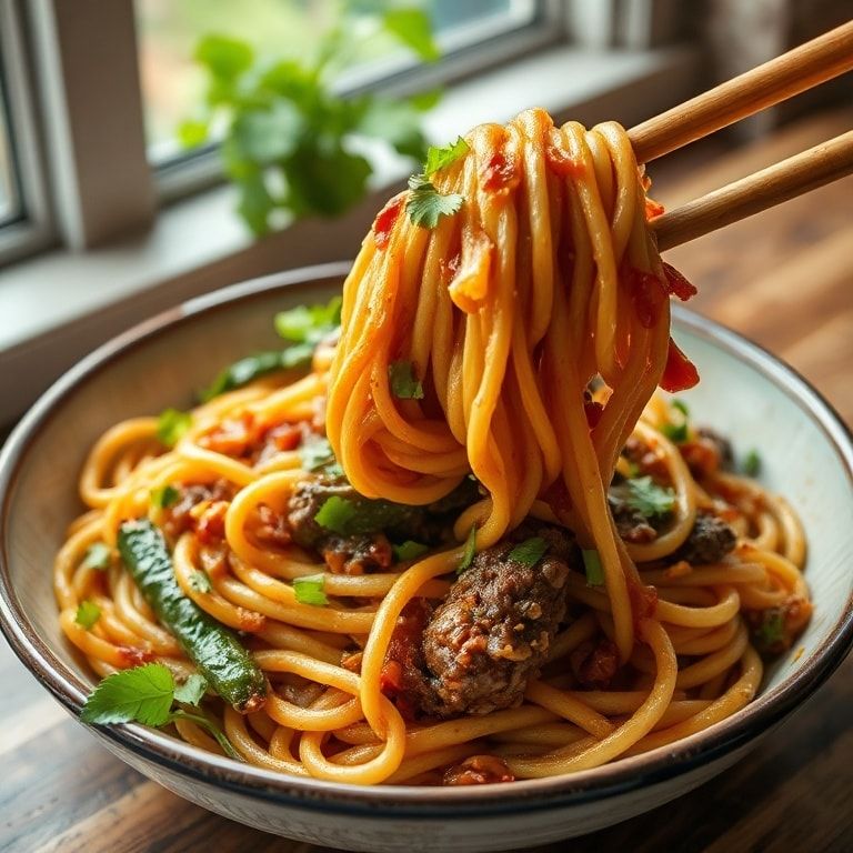 Savory Mongolian Ground Beef Noodles Ready in 30 Minutes - Quick Homemade Comfort finished