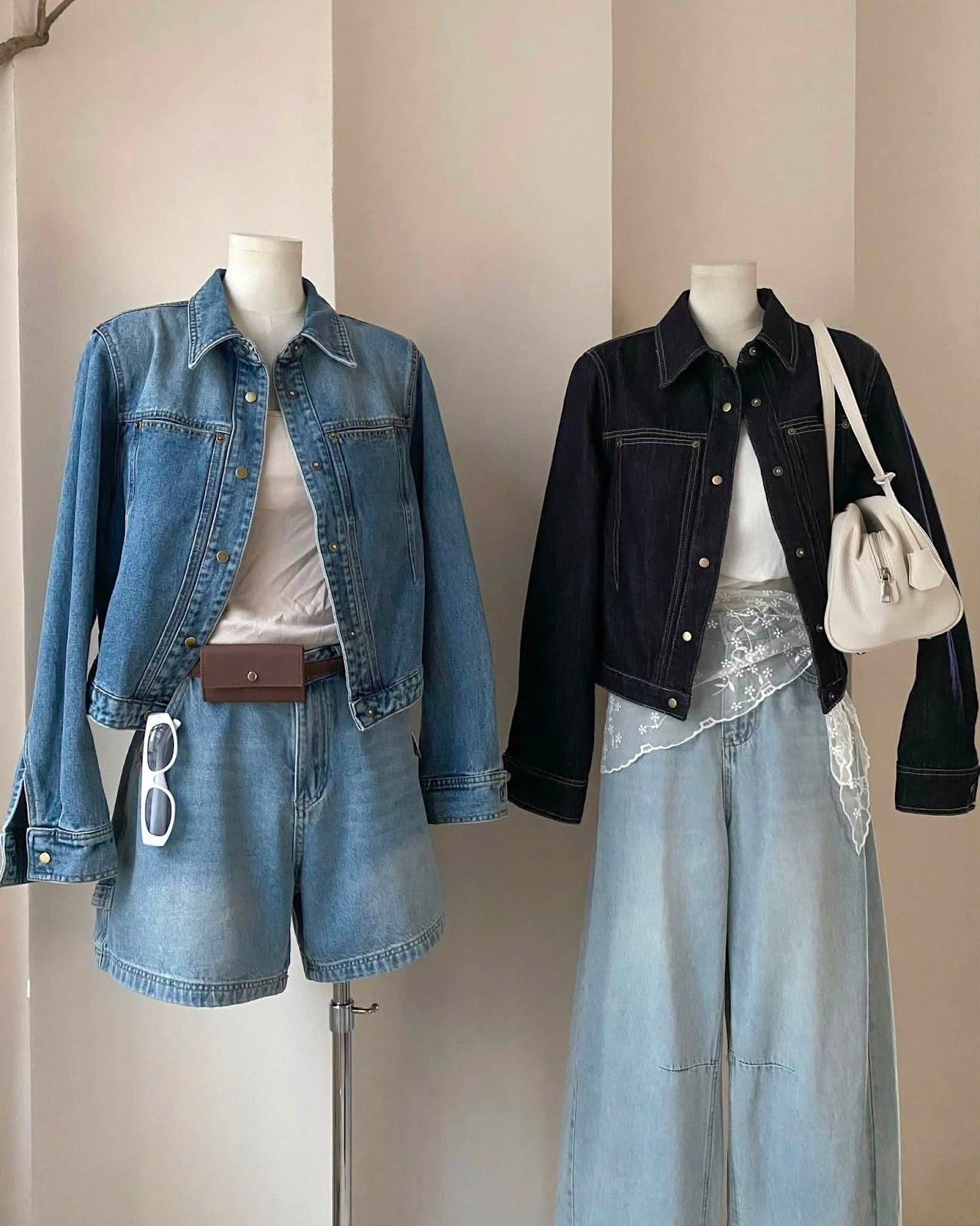 Áo khoác jean cổ bẻ nút túi dập chỉ nổi XONXEN SHOP 88260 – Image 3