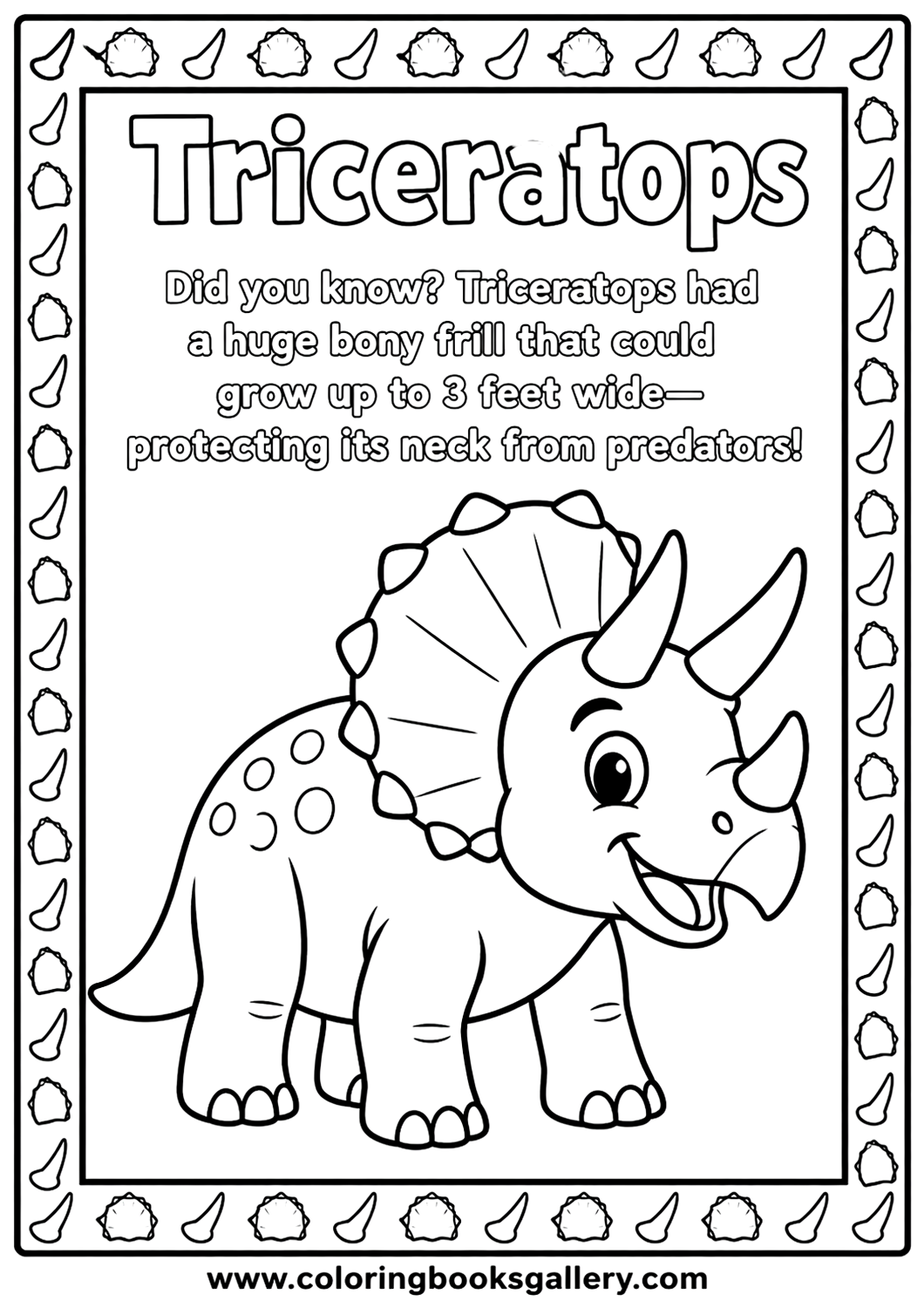 Fun Triceratops coloring page for kids – Free Printable Coloring Sheet for Kids and Adults – free coloring page for kids