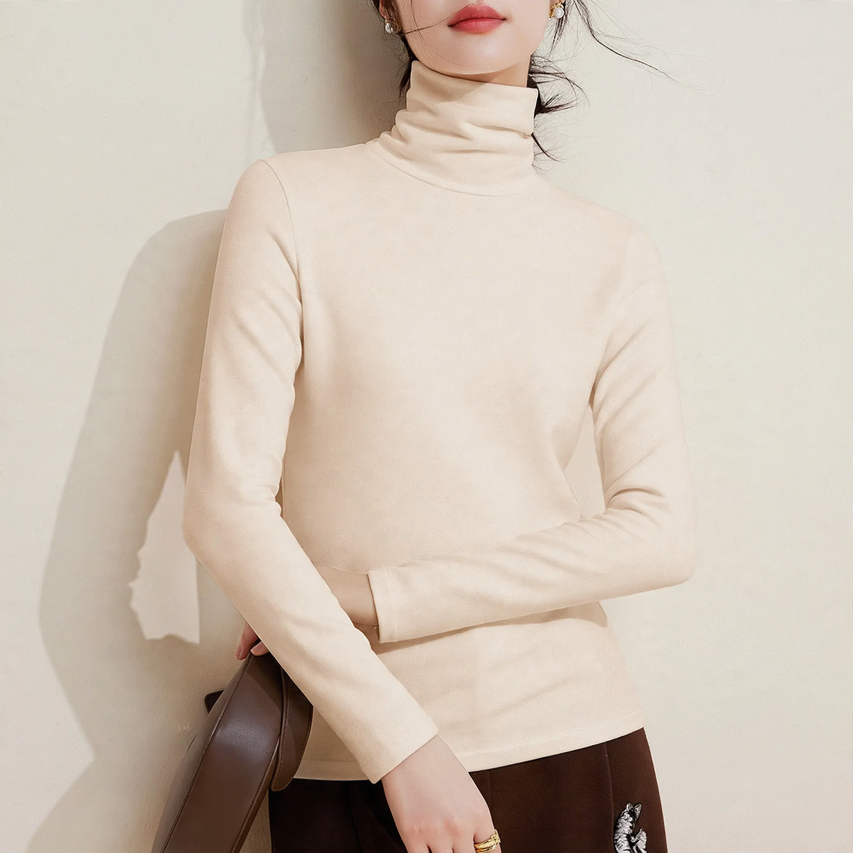 Women's turtleneck sweater, warming, knitted
