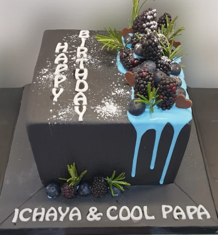 All Black Topped With Berries Icing Cake CB-NC361