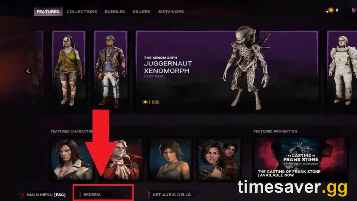 Dead by Daylight Store Redeem button used to enter DBD codes