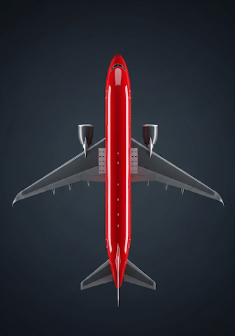 Red Commercial Airliner Top View