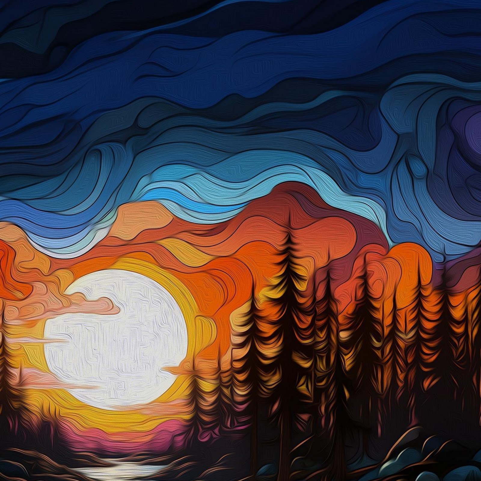 Download Abstract Swirling River At Sunset Full HD iPhone