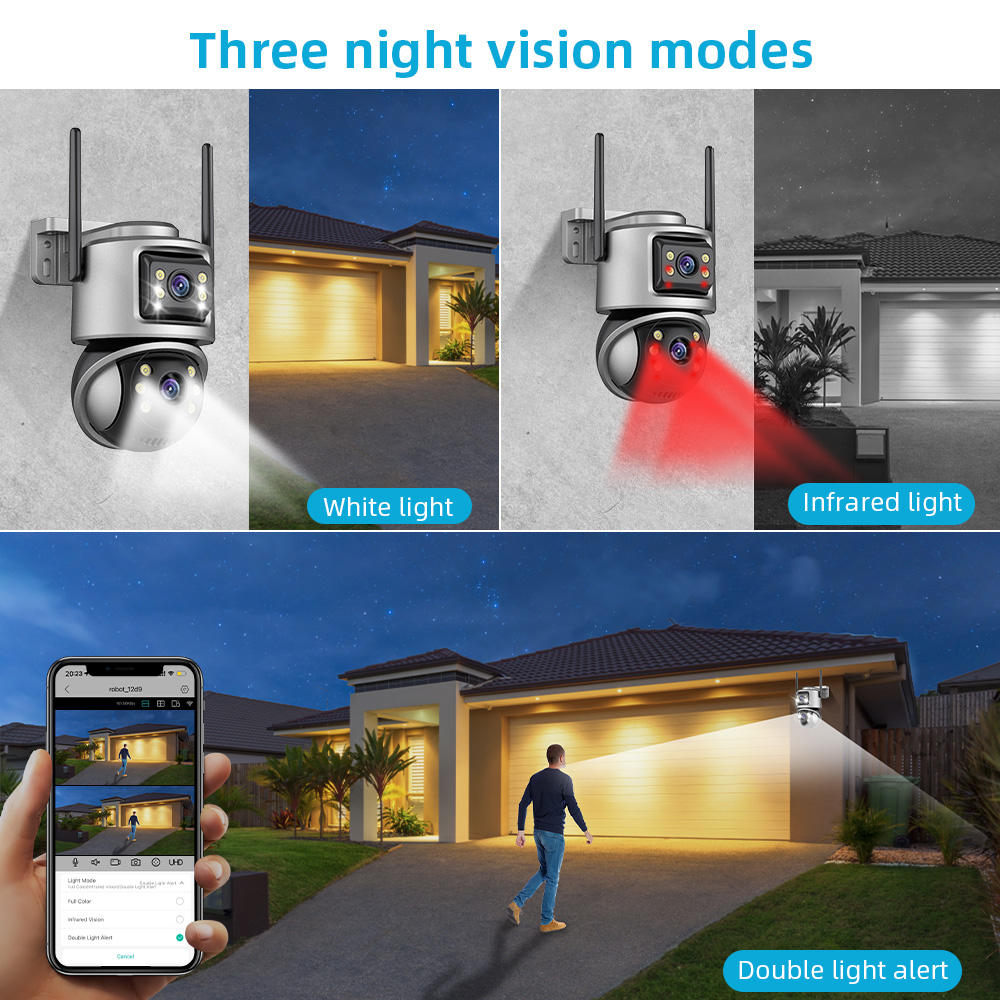 Color Night Smart Home CCTV Outdoor PTZ Camera ICSee 6MP WiFi Security Dual Lens Camara