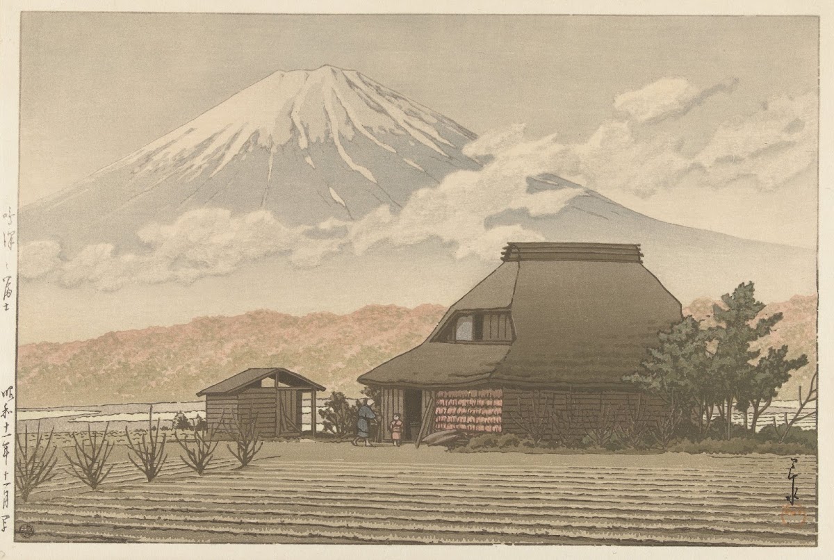 Fuji vanaf het dorp Narusawa 1936 11