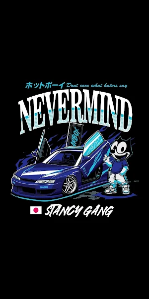Nevermind Stance Car Felix Art 2K iPhone Wallpaper Background