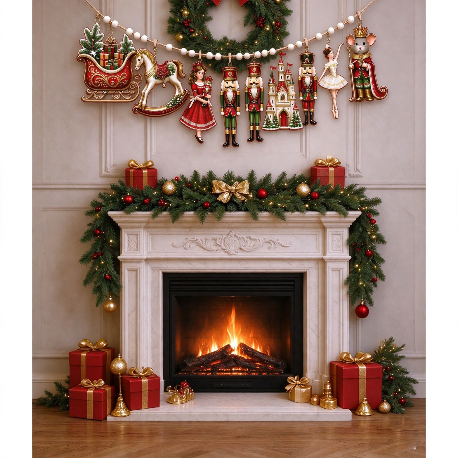 2D Nutcracker Wooden Ornaments, Set