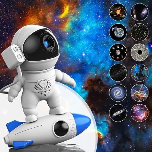 Proyector Astronauta Galaxia con Cabeza Magnética Giratoria 360° y Mando