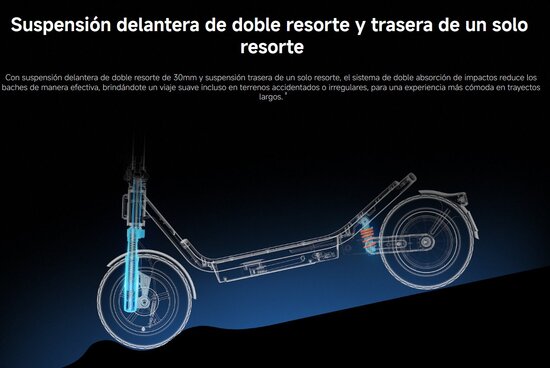 Xiaomi Scooter 6 suspension doble resorte delantera trasera amortiguacion patineta electrica