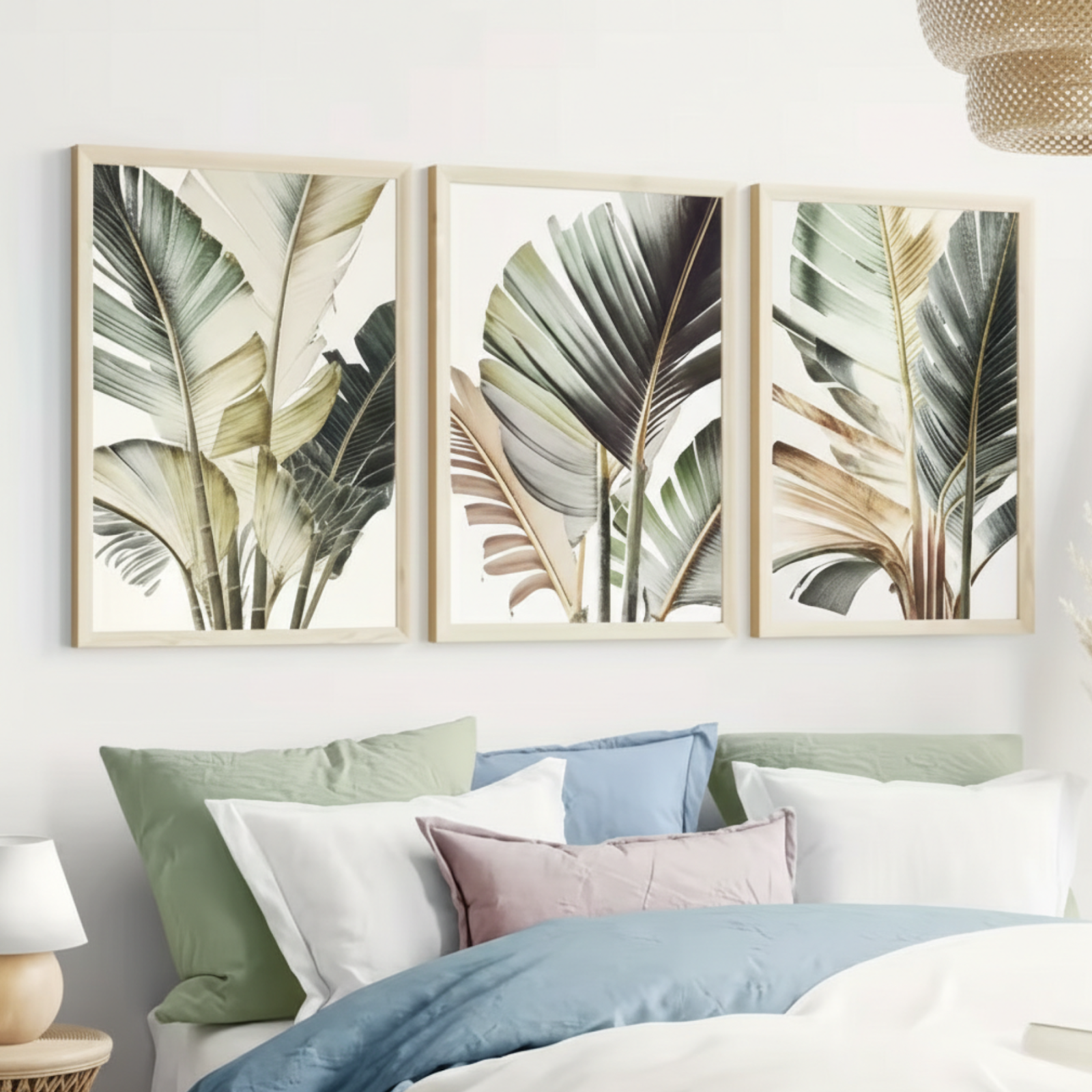 Verdant Palms | Large-Scale Botanical Triptych Art Wall Art Canvas Print  - Image 2