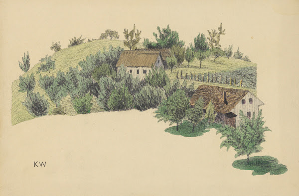 Ohne Titel Bauerhäuser auf Hügel around 1924