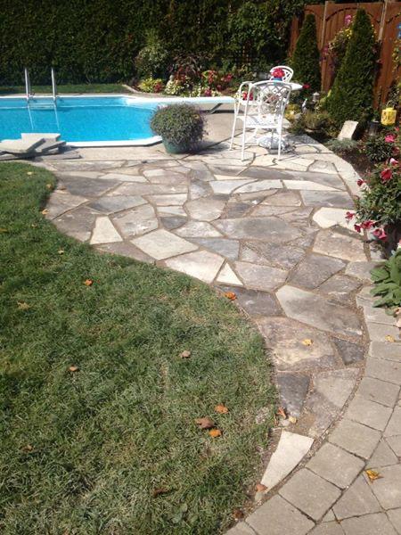 Custom interlocking paver stone patio built in London, Ontario