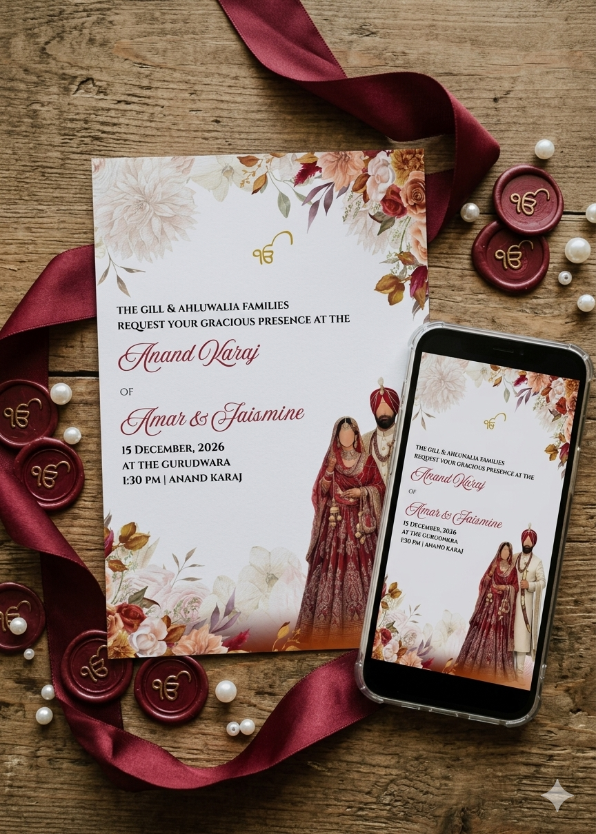 Sikh Wedding Invitation by Design Graphixx