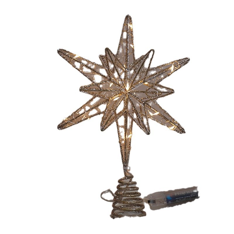Christmas tree topper star made of iron and fabric