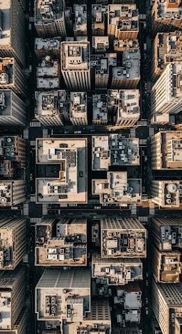 Aerial City Rooftop View