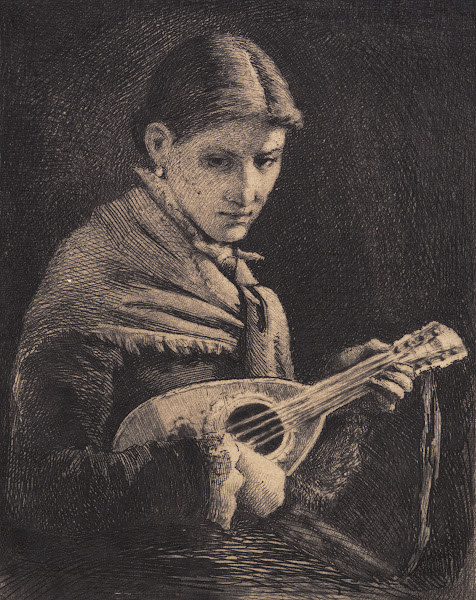 Ung pige med mandolin 1881   1882
