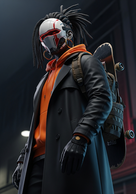 Cyberpunk Anthropomorphic Character in Urban Setting