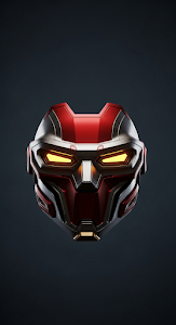 Minimal Dark Visor with Glowing Eyes on a Black Background