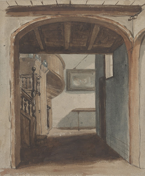 Interieur met doorkijk naar trap 1830   1889
