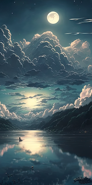 Illustration, Ai Art, Landscape, Uomi, Starry Night Full HD Wallpaper Background