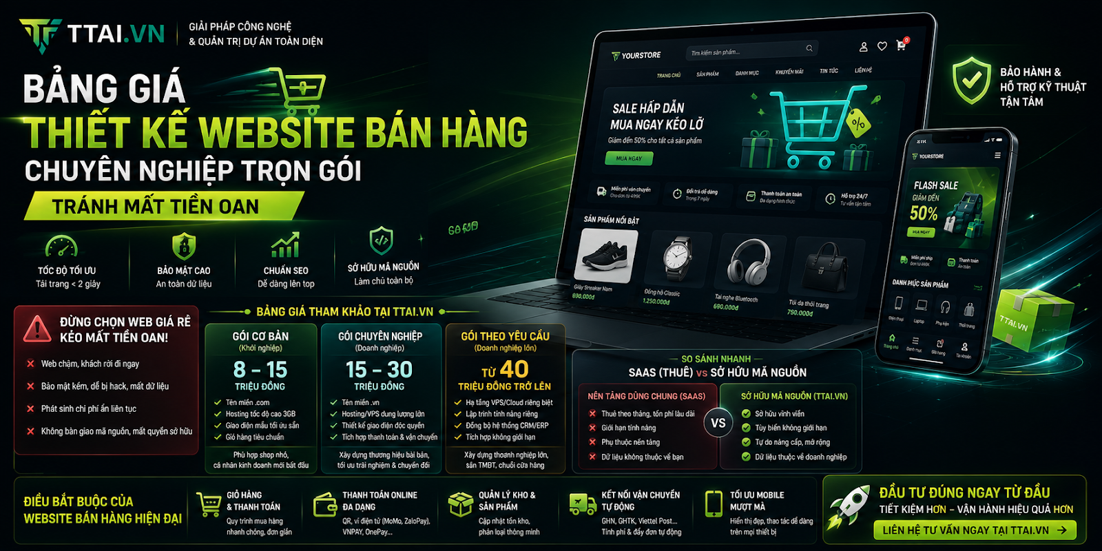 Bảng Giá Thiết Kế Website Bán Hàng Chuyên Nghiệp Trọn Gói: Tránh Mất Tiền Oan