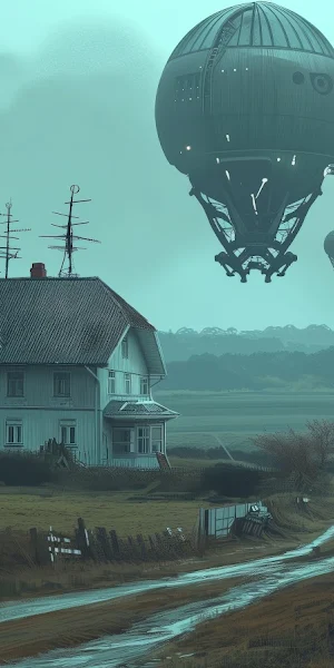 Ai Art, Illustration, Dark, Rural, Cyberpunk 5K Wallpaper Background