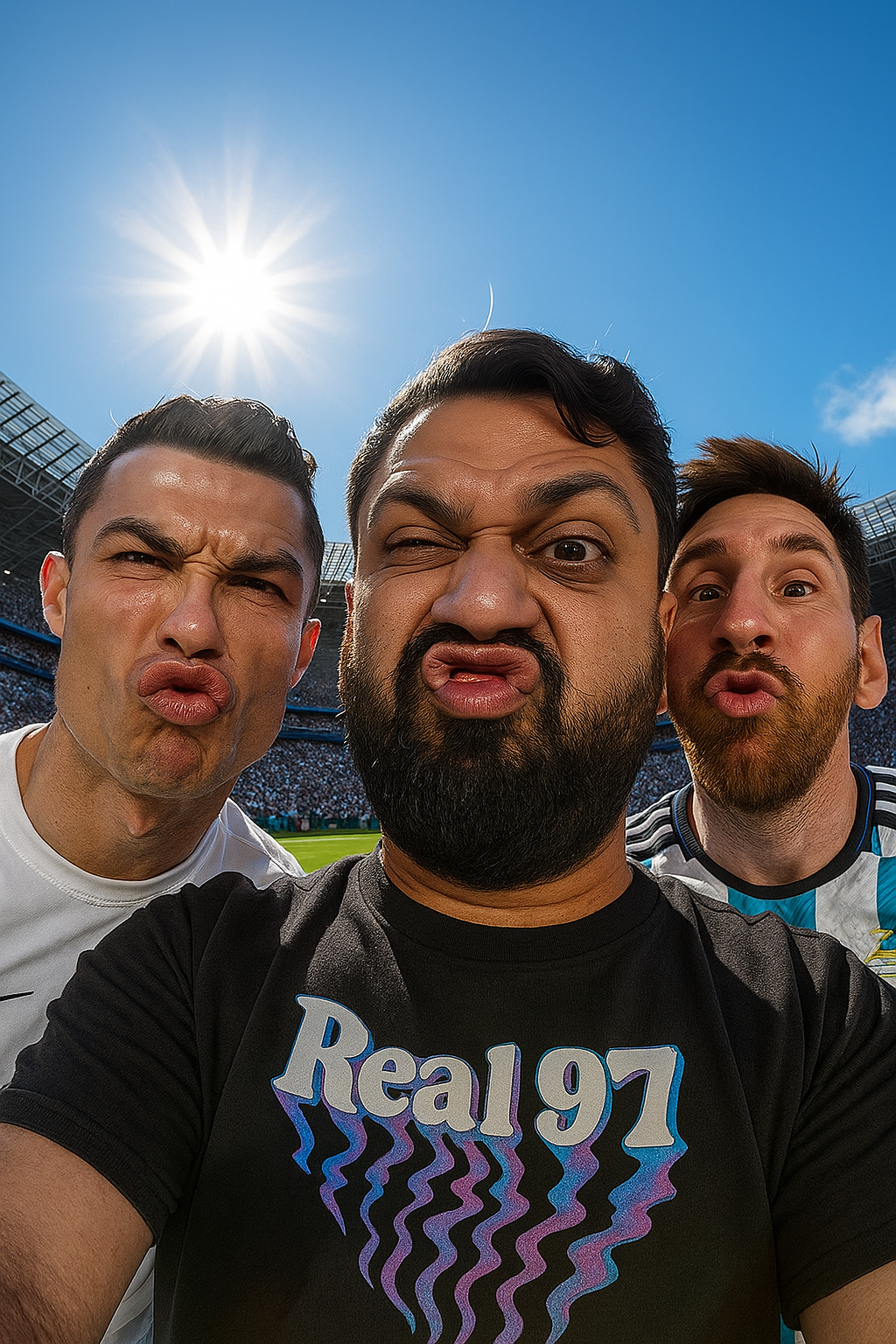 Selfie con leyendas del fútbol