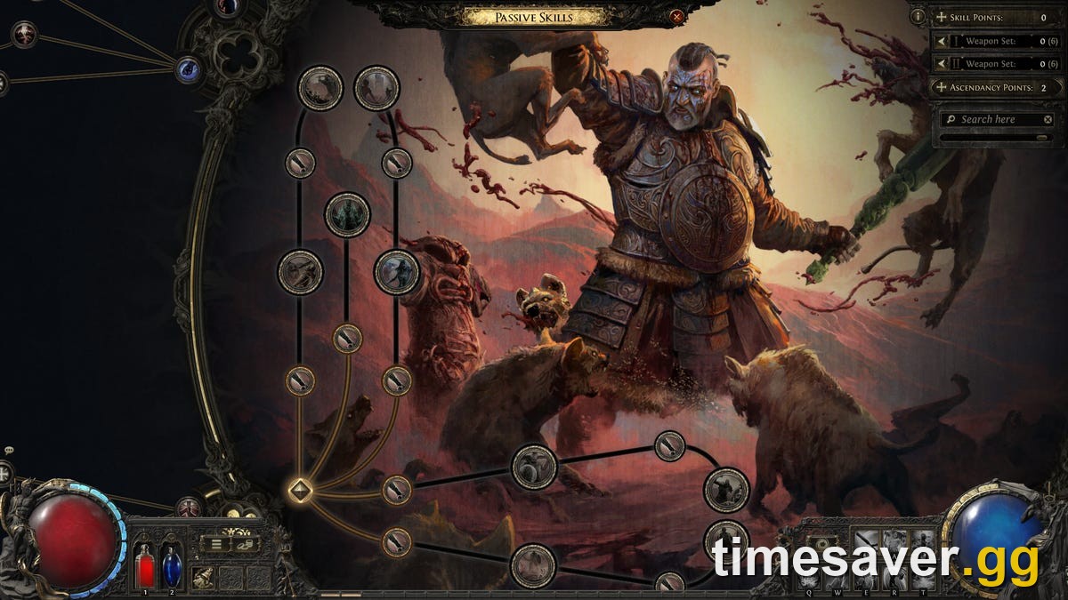 PoE2 Passive Skills panel showing earned Ascendancy Points