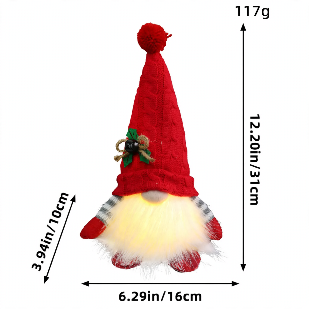 Leuchtender Weihnachtswichtel mit Strickmütze