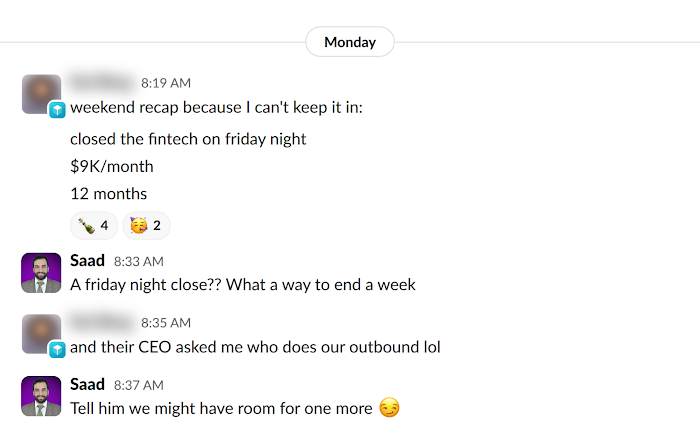 Client message in Slack