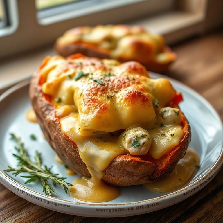 Chicken Pot Pie Stuffed Sweet Potatoes Recipe – Easy Comfort Food for Busy Weeknights finished