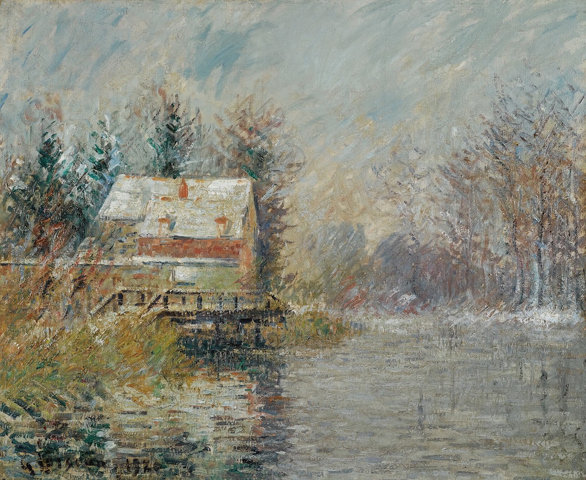 Maison Au Bord De Leau Effet De Neige 1920
