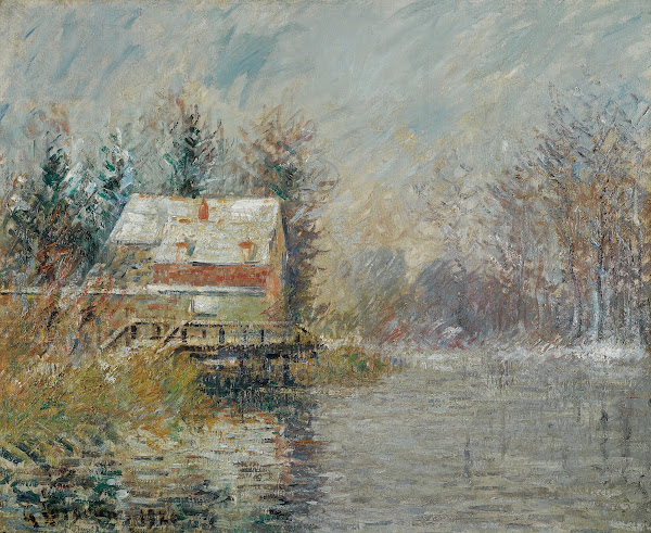 Maison Au Bord De Leau Effet De Neige 1920