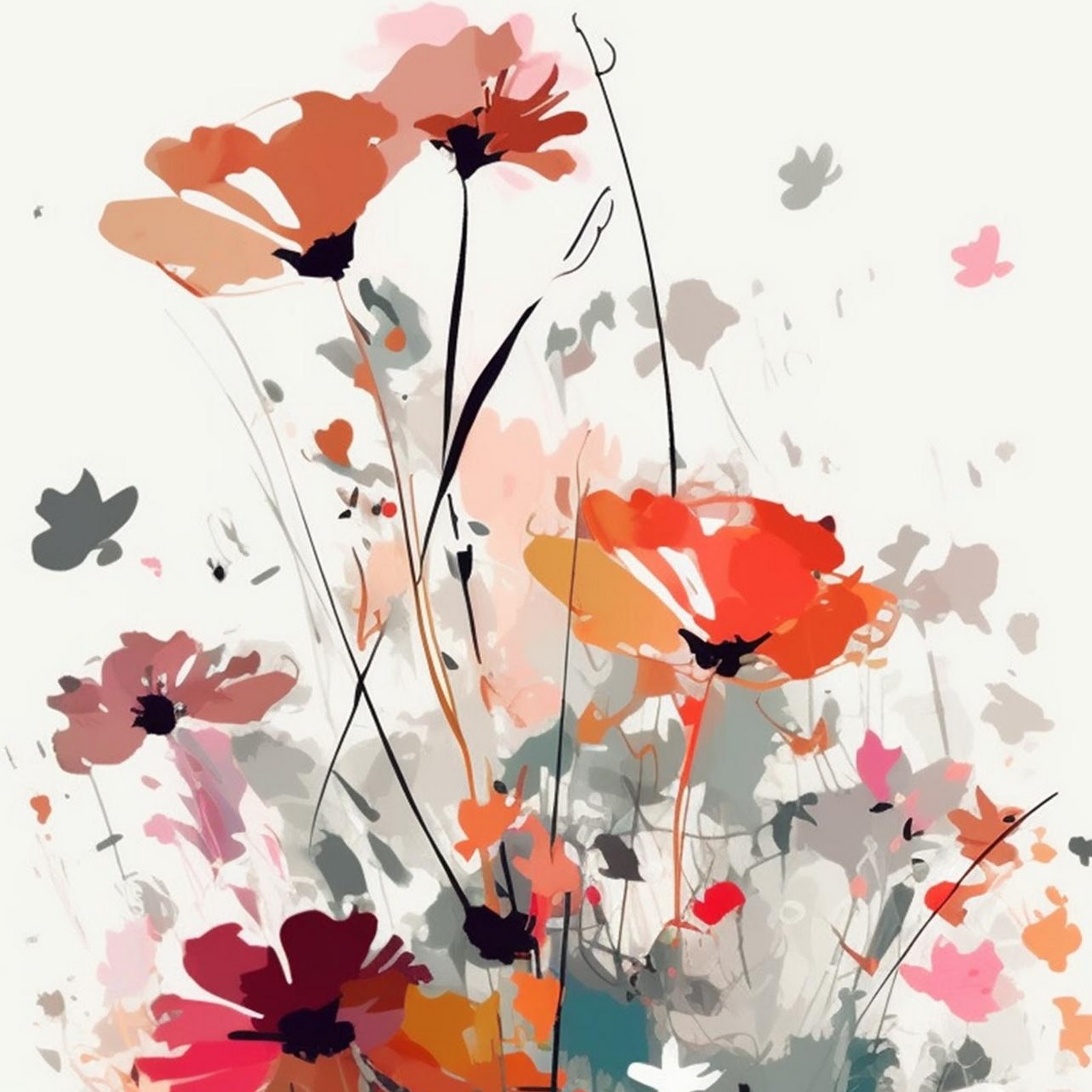 Download Abstract Painted Wildflower Bouquet Full HD iPhone