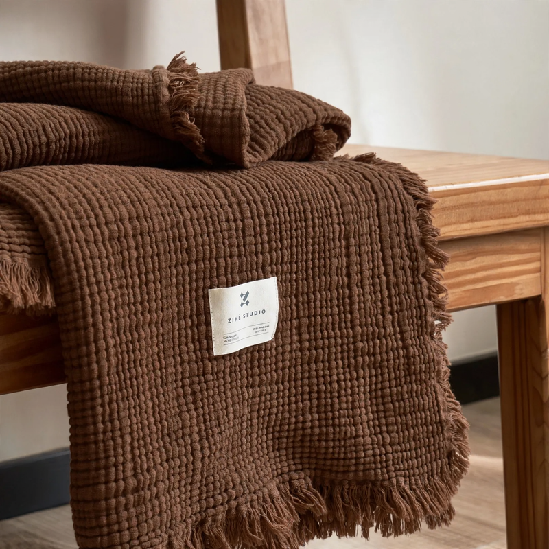 Cotton blanket layered, fringes, dual color