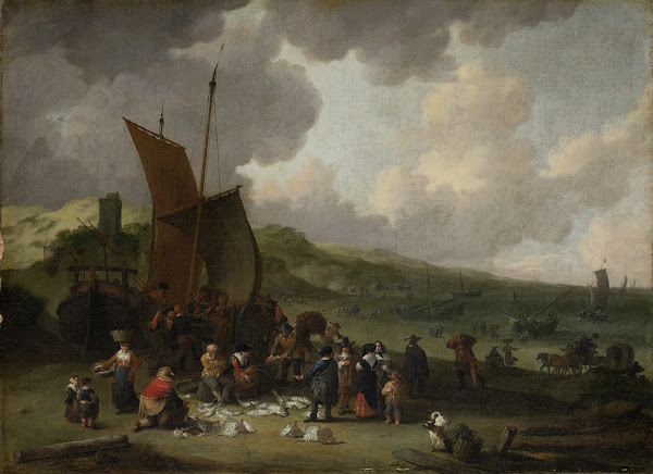 The Beach at Scheveningen with Returning Fisherman 1677