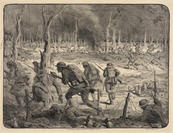 An infantry attack in woods at Argonne front 1927