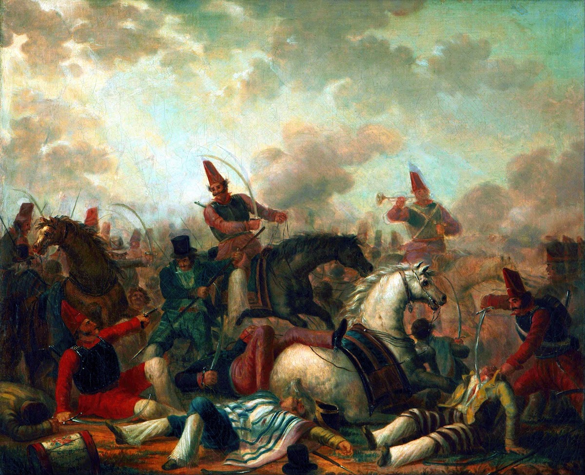 Combate de caballería en la época de Rosas circa 1839