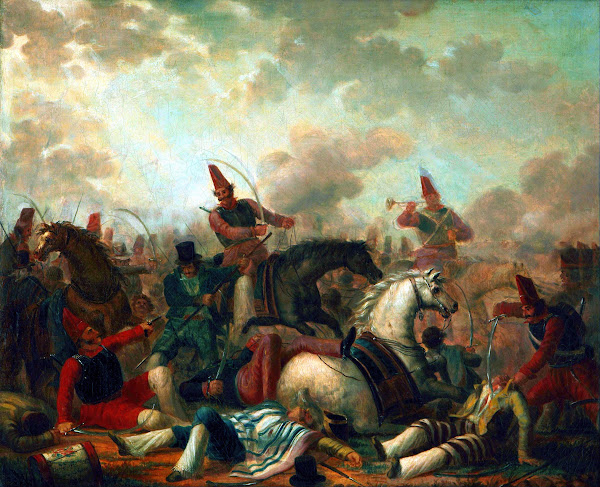 Combate de caballería en la época de Rosas circa 1839