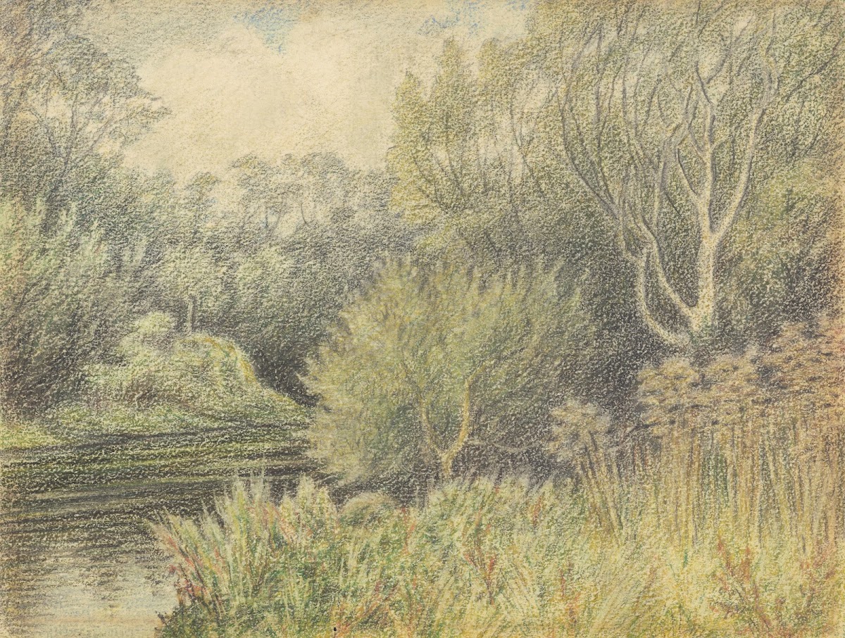 Untitled River scene with willows